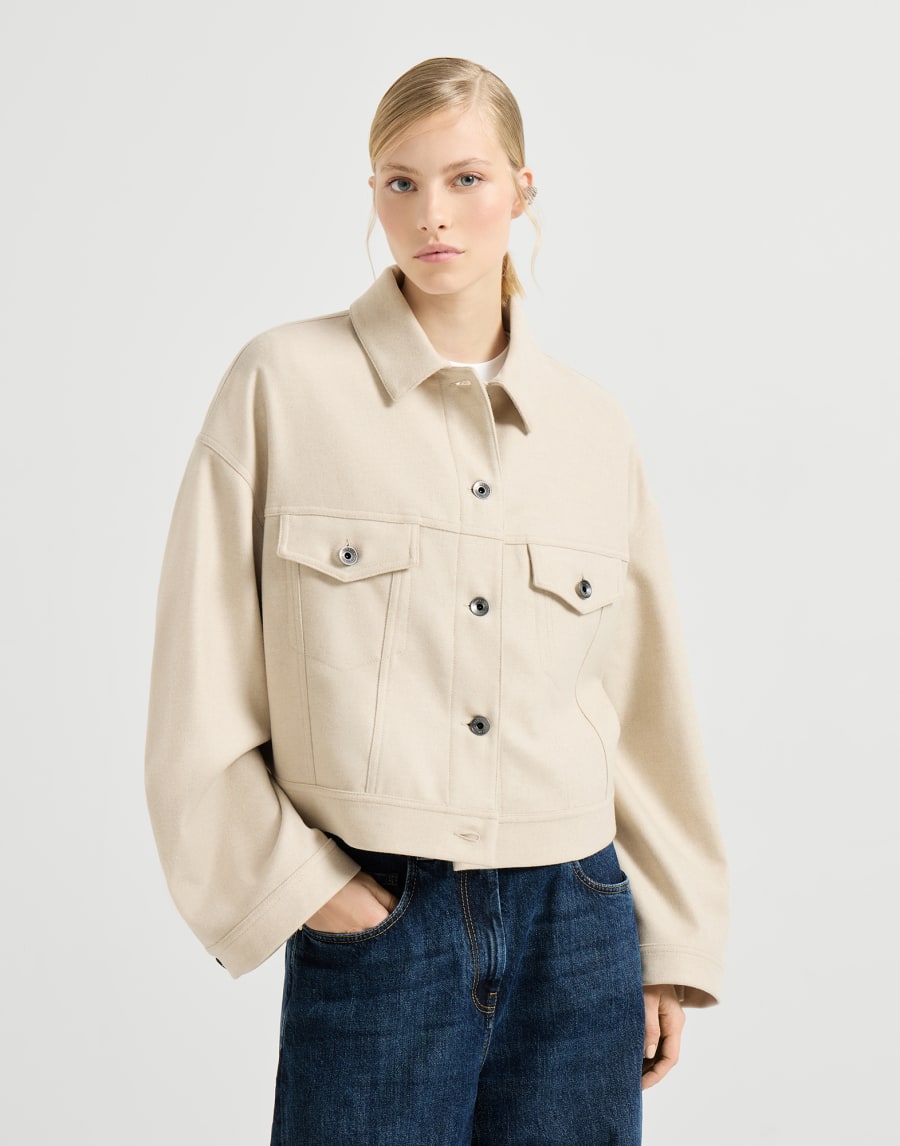 Beaded Thin Wool Jacket - Sand Yellow