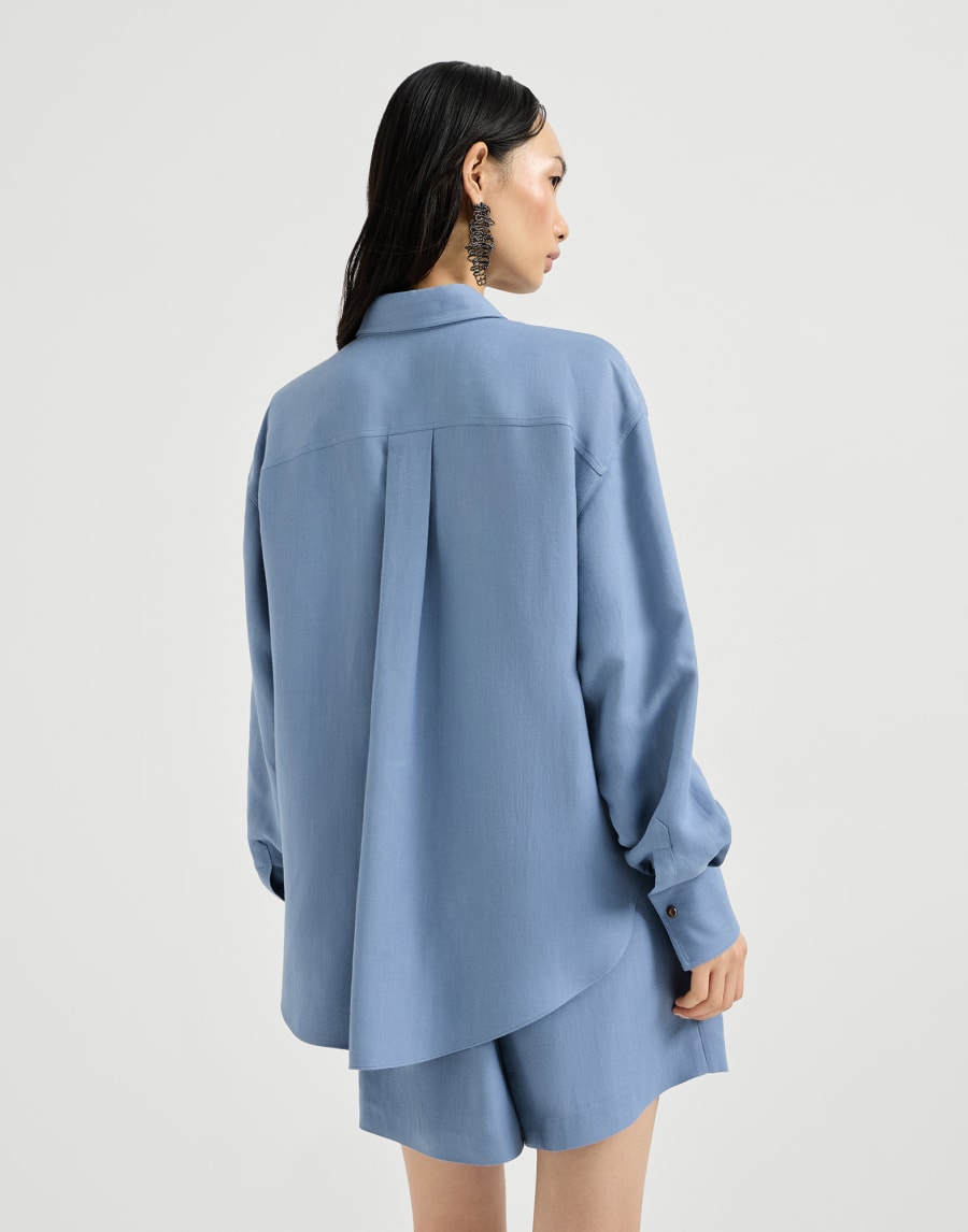 Viscose and linen blend twill shirt - Sky Blue Viscose and linen blend twill shirt - Sky Blue