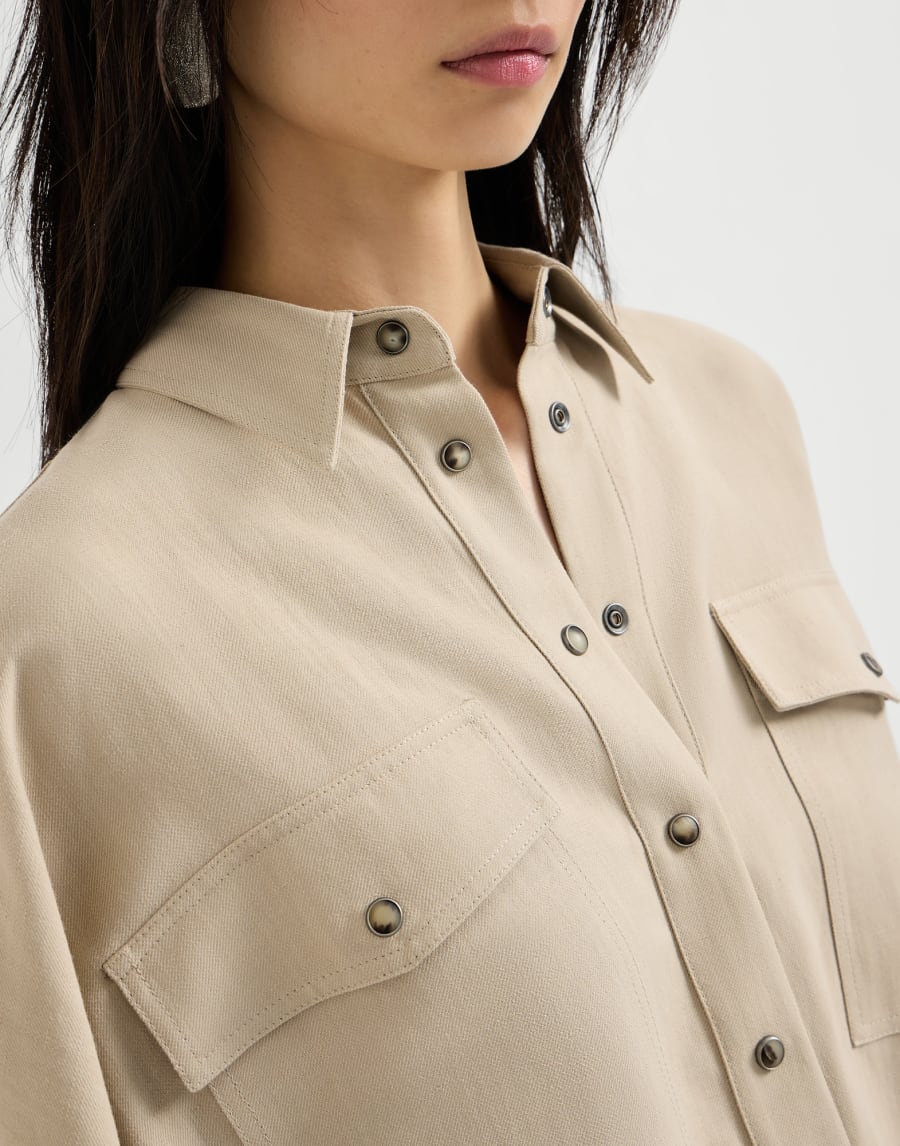 Viscose and linen blend smooth twill shirt - Sand Yellow