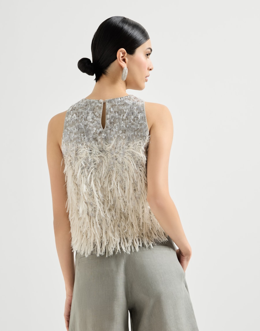 Shimmering ombre sleeveless top in cutout cotton and silk-blend - Gray Shimmering ombre sleeveless top in cutout cotton and silk-blend - Gray