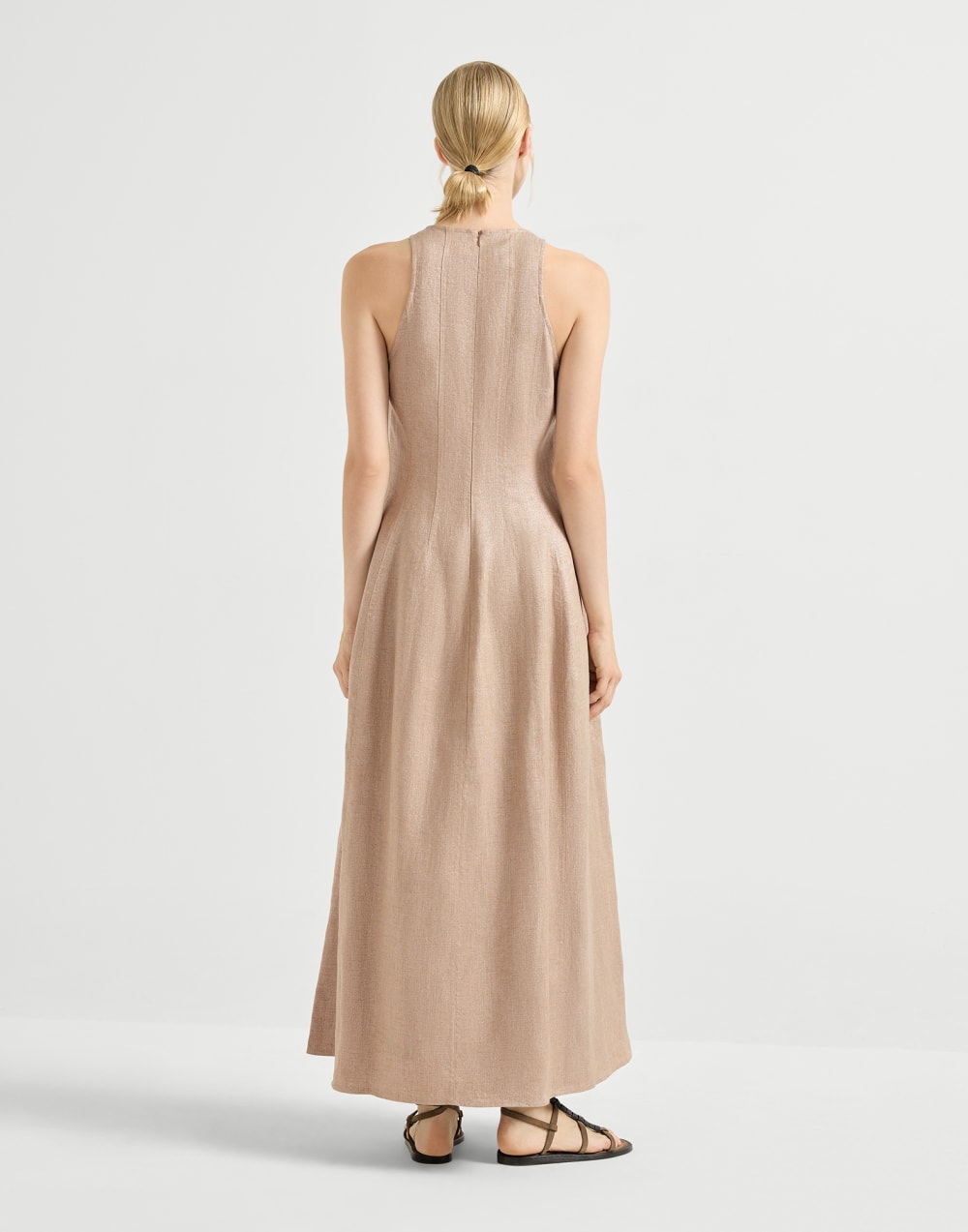 Shimmering Twill Linen Dress - Dusty Rose
