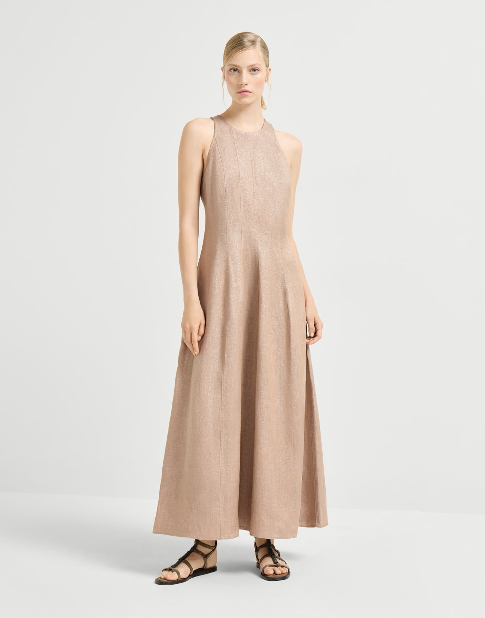 Shimmering Twill Linen Dress - Dusty Rose